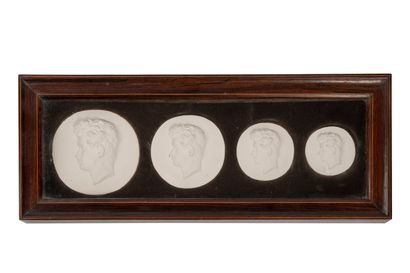 null David d'ANGERS (1788-1856)
Four medallion portraits of Armand Carrel (1800-1836)
Plaster
In...