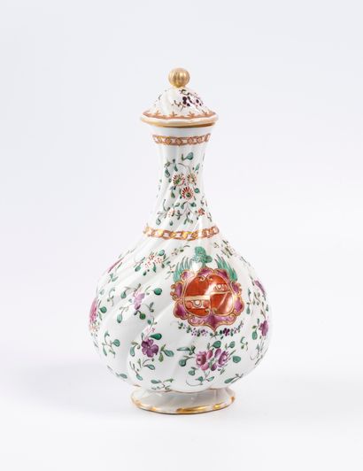 SAMSON
Covered porcelain vase, of twisted...