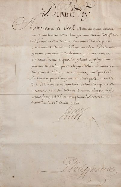 Louis XIV 
Pièce signée Louis (secrétaire),...