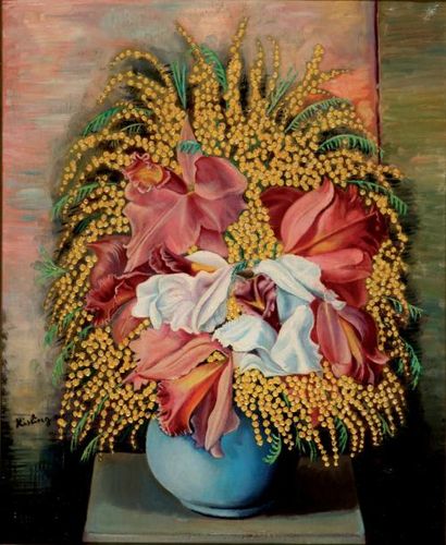 Moïse KISLING (1891-1953) Bouquet de fleurs, 1929 Huile sur toile, signée en bas...