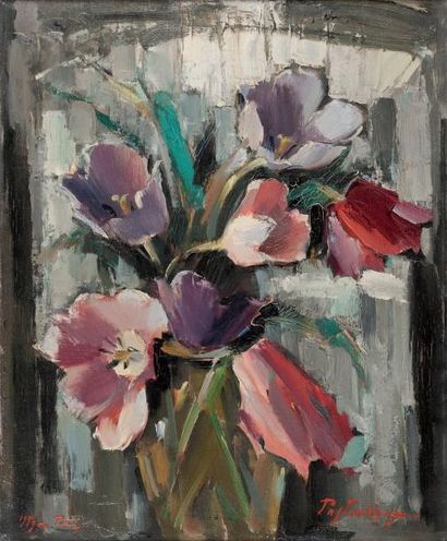 Boris Ivanovitsch PASTOUKHOFF (1894-1974) Bouquet de fleurs, 1959 Huile sur toile,...