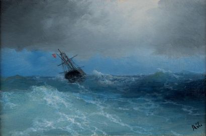 Ivan Konstantinovich AIVAZOVSKY (1817-1900) Navire dans la tempête, 1899 Huile sur...