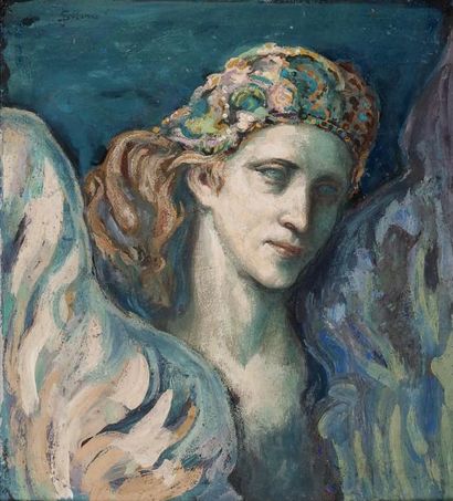 Serge de SOLOMKO (1859-1926) Portrait de femme Gouache sur panneau, signée en haut...