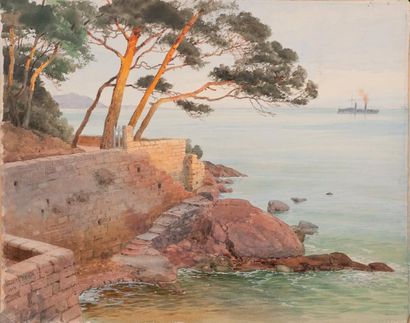 Alexandre BENOIS (1870 - 1960) Paysage du Sud de la France, 1914 Aquarelle, signée...