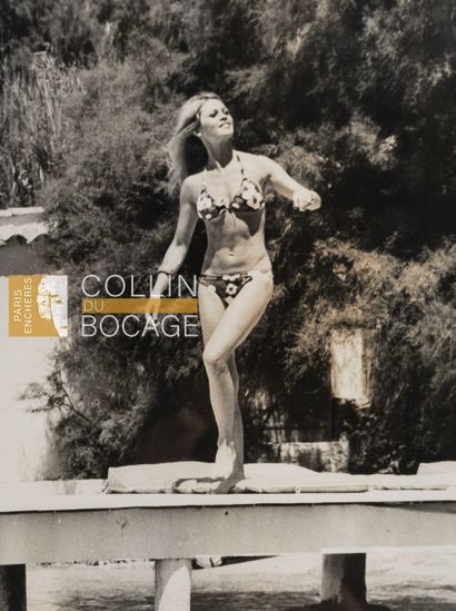 null BRIGITTE BARDOT
Brigitte Bardot in a bathing suit at the edge of a swimming...