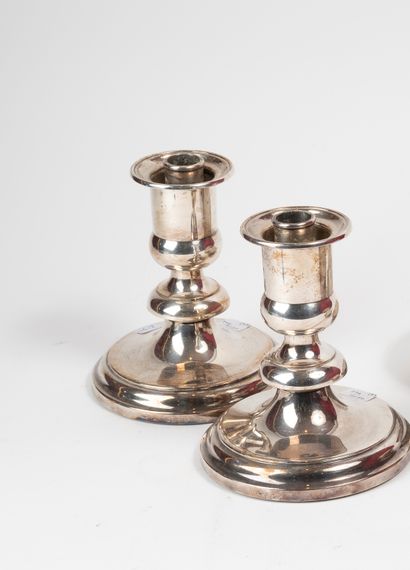 null PAIR OF FLAMPS in silver plated metal. CHRISTOFLE, XXth century. Model "Rouen"....