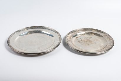 TWO silver platters. PARIS, ap. 1838 (Minerve)....