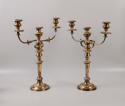 PAIR OF CANDELABRES in silver plated copper....