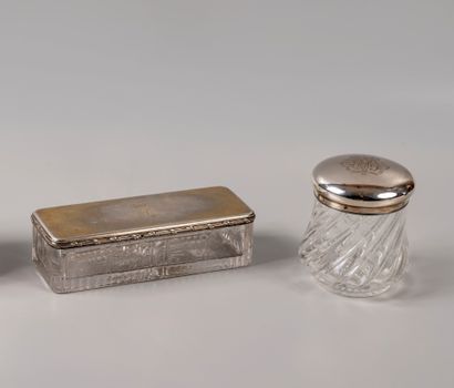 null TWO crystal (?), silver and silver-gilt TOILETTE BOXES (LOT). PARIS, AUCOC and...