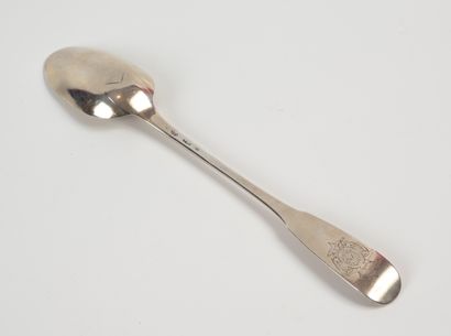 null RAGOUT SPOON in silver. PROVINCE, silversmith HC, XVIIIth century. Uniplat model,...