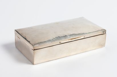 CIGAR BOX, plain rectangular on wooden core,...