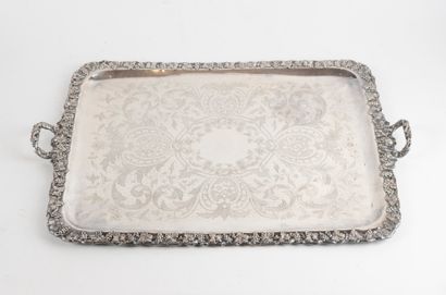 Silver-plated metal PLATEAU (doubled). PARIS,...
