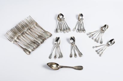 TWELVE TABLE FORKS, ONE SOUP SPOON and TWENTY-FOUR...