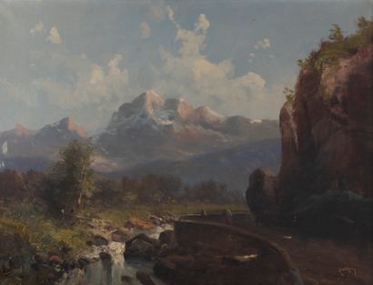null Alfred GODCHAUX (1839-1907)
Paysage de montagnes
Toile
(petits accidents)
55...