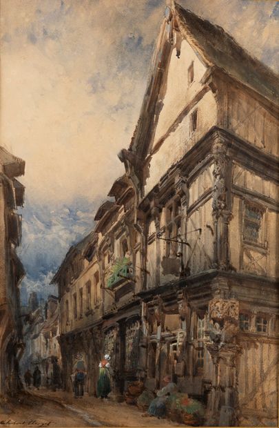null Hubert CLERGET
View of a medieval city
Watercolor
Signed lower left
54,5 x 36...