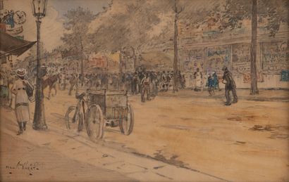 null Francis GARAT (1853-1914)
Boulevard de Clichy
Mine de plomb et aquarelle
Signée...