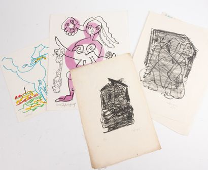  Charles LAPICQUE (1898-1988) 
A set of four lithographs of various sizes Gazette Drouot