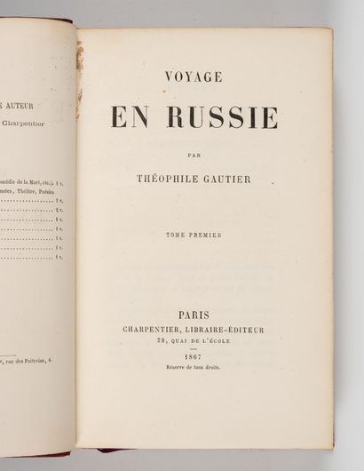 GAUTIER (Théophile). GAUTIER (Théophile).
Voyage en Russie.
Paris, Charpentier, 1867....