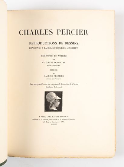 DUPORTAL (Jeanne). DUPORTAL (Jeanne). 
Charles Percier. 
Paris, Rousseau, 1931. In-4,...