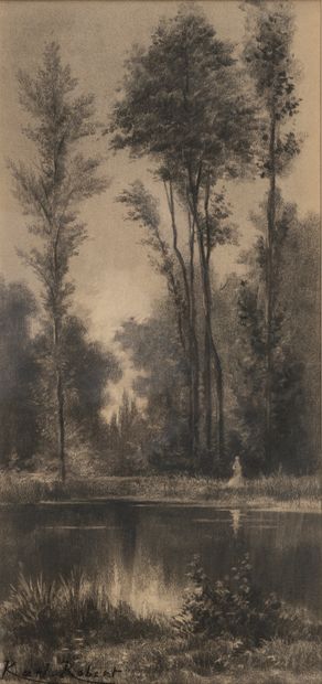 null Karl ROBERT (1848- )
Pêcheurs, promenades
Paire de dessins au fusain
49 x 23,5...