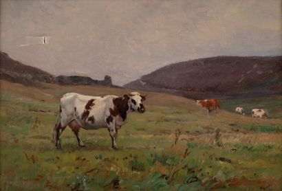 null Armand BEAUVAIS (1840-1911)
La vache
Toile, signée
40 x 56 cm. 
Déchirures
Hugues...
