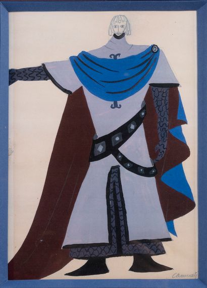 null THEATRE COSTUME
character in medieval dress;
Gouache, signature canurati