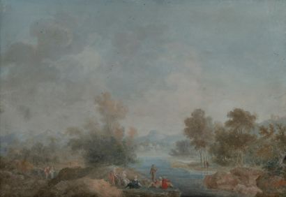 null Louis-Nicolas VAN BLAREN-BERGHE (1716-1794)
Animated landscapes
Gouache (a pair)
17...
