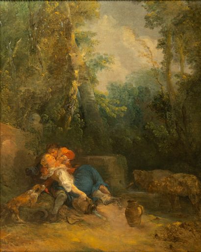 null Attributed to Jean Frédéric SCHALL (1752 - 1825)
Shepherds near a fountain
Canvas
100...