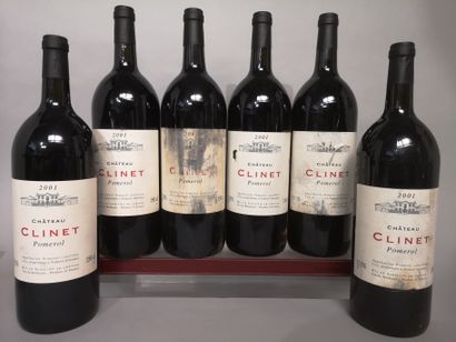 null 6 magnums Château CLINET - Pomerol, 2001
Étiquettes : 3 tachées dont une ér...