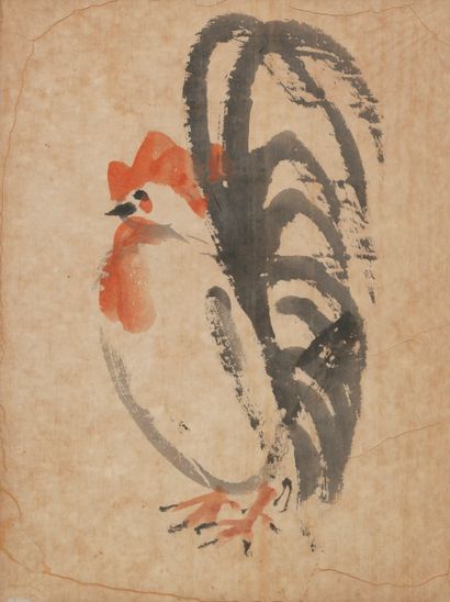null JAPANESE SCHOOL
Vase with flowery handles
Ink and colors on paper
30 x 19,5...
