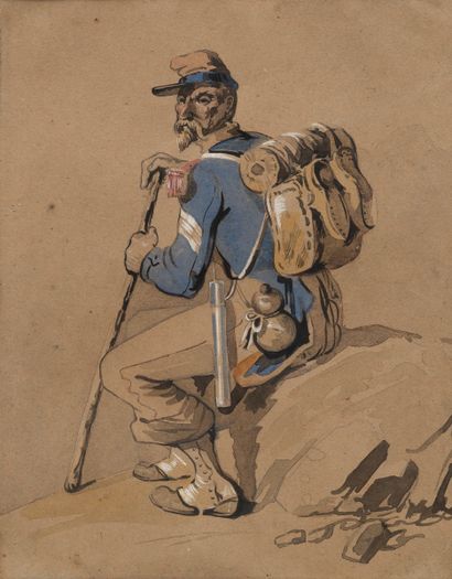 null HENRI CHARTIER (1859-1924) 
Etude de cavalier 
Aquarelle, signée en bas à gauche...