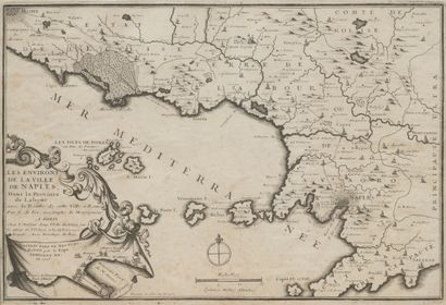 null CARTE géographique de Naples et ses environs, datée 1708
Gravure en noir
24...