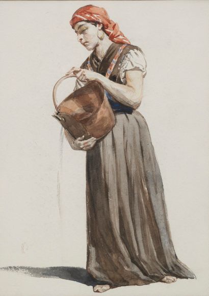 ALEXANDRE BIDA (1813-1895)
La porteuse d’eau
Aquarelle...