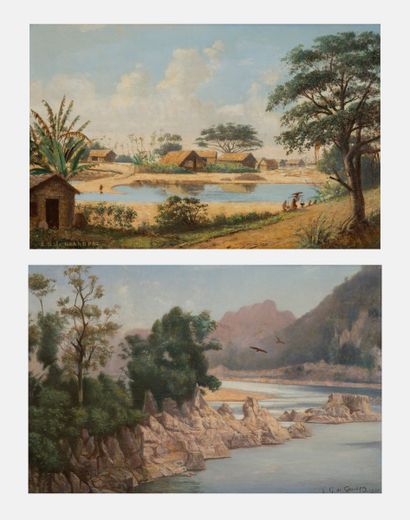 null PIERRE EMILE GIGOUX DE GRANDPRÉ (1826- ?)
Paysages asiatiques (Vietnam ?)
Paire...