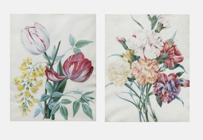  D’APRÈS PIERRE-JOSEPH REDOUTÉ (1759-1840) 
Bouquets de fleurs 
Paire d'aquarelles... Gazette Drouot