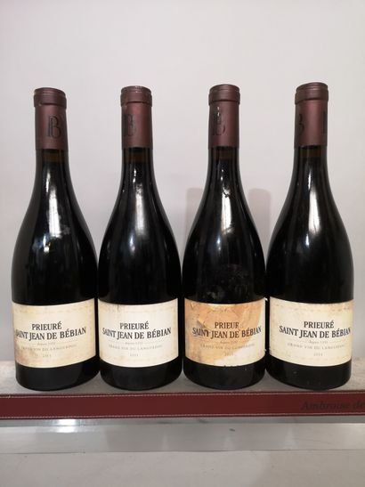 null 4 bottles PRIEURE de SAINT JEAN de BEBIAN - Languedoc, 2011
Two stained labels...