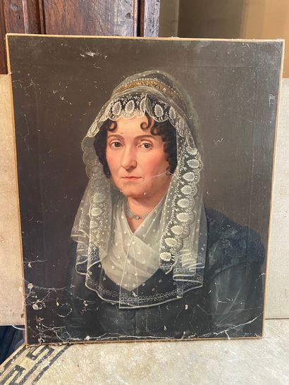 null School XIXth
Woman with lace veil
Canvas 
(Restoration)