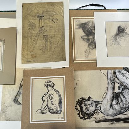 Lot of drawings and studies of G.DESVALLIERES,...