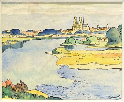 BALLANDE
Landscape and cathedral 
Watercolor...