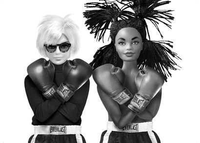 Michel Tréhet (né en 1950) Andy Warhol et Jean-Michel Basquiat Boxing
Barbie Andy...
