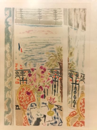 Jules CAVAILLES ( 1901-1977)
Le balcon fleuri
Lithographie...