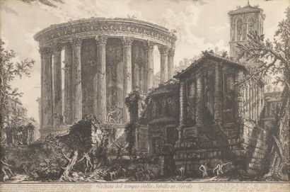 Giovanni Battista PIRANESI Veduta del tempio della sibilla in Tivoli (Hind 61) Eau...