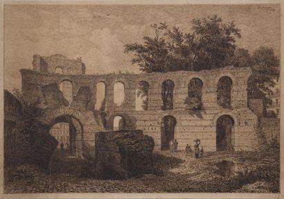 Léo DROUYN (1816-1896) Ruines du Palais Gallien Encre. Signé en haut à droite et...