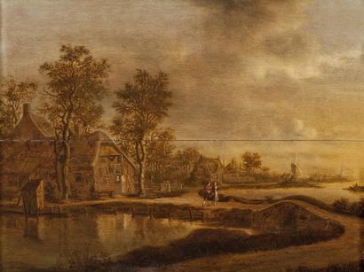 Joachim Govaert CAMPHUYSEN (Gorinchem 1601 - Amsterdam 1659) Panneau de chêne, deux...