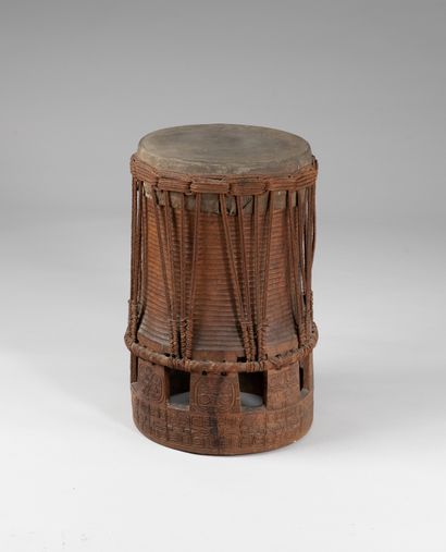 Rare pahu drum, Marquesas Islands, Polynesia.
The...