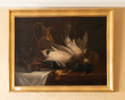 null Ecole Française du XIXe siècle
Nature morte au canard
Toile
48 x 64 cm.