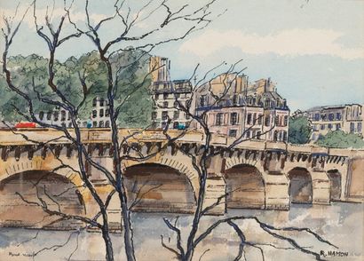 Roland HAMON (1909-1987)
Vue du pont neuf
Aquarelle
Signée...