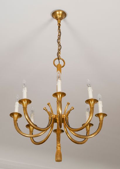 Lustre en bronze doré
Style Louis XVI
H :...