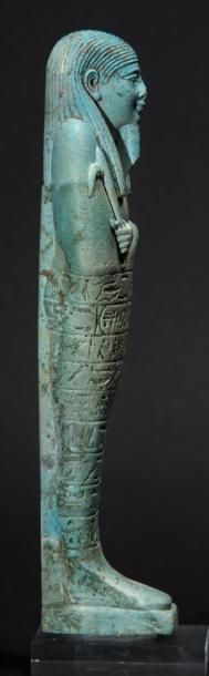 EGYPTE Rare oushebti du Pharaon Néphérites Ier fonda­teur de la XXIXe dynastie. On...