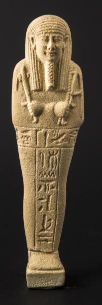 EGYPTE Oushebti momiforme inscrit en T: "Qu'il soit illuminé l'Osiris, le Grand des...